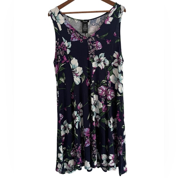 Premise Dresses & Skirts - Premise Blue Hibiscus Floral Sleeveless Dress Size XL